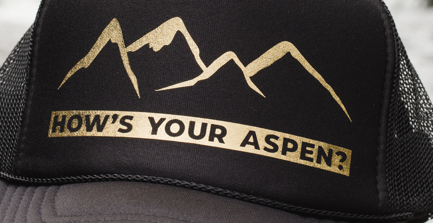 How's Your Aspen? - The Gold Glitter AF - Premium Black Surfer Hat